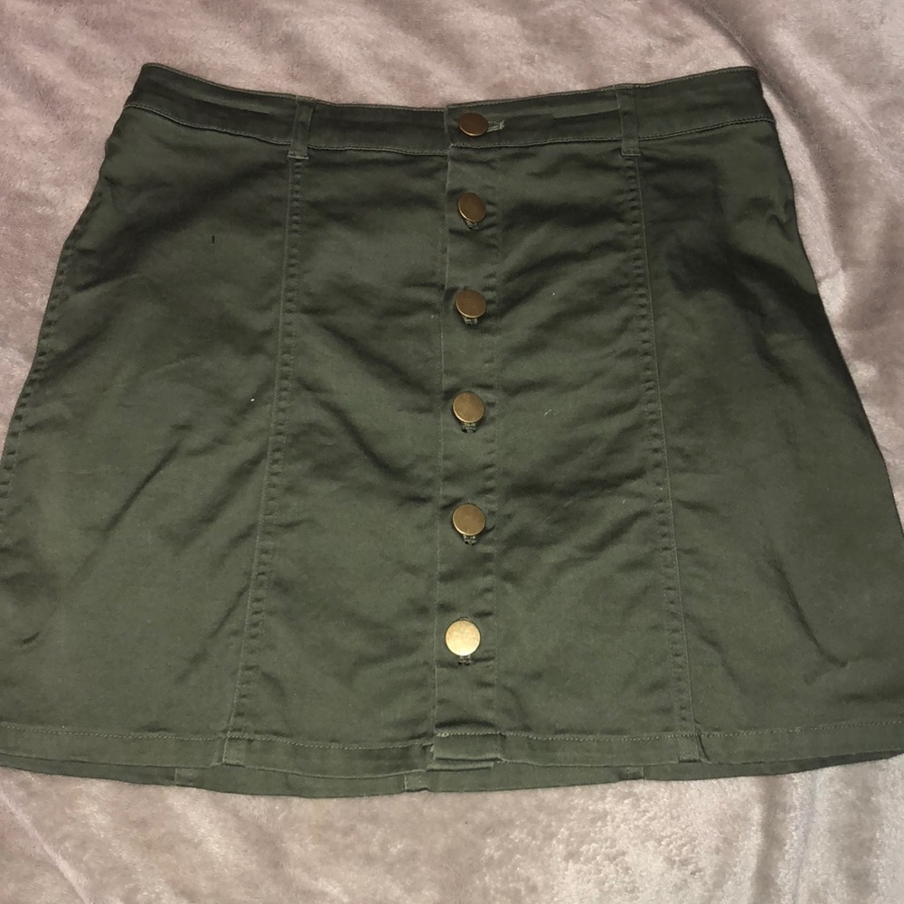 Green mini skirt